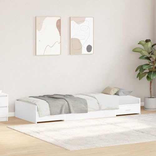 Hoodmeel Letto Contenitore Singolo, Letto Contenitore Legno, Letto Singolo con Contenitore, Struttura Letto, Bianco 80 x 200 cm