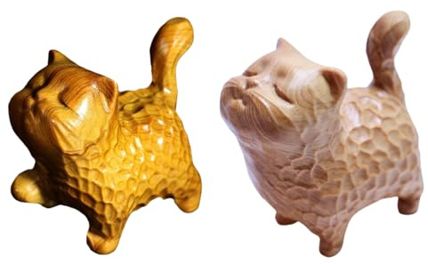 SYFOAR Träskulptur för Thuja Guld Sandelträ Stolt Kattunge Desktop Ornaments Bil Te Pet Bricka Lekhandtag