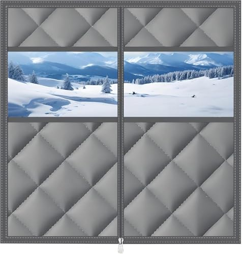 Kit d'isolation for fenêtres (30, 39, 47, 56, 63, 79) - Rideaux thermiques visibles for l'hiver - Couverture isolante for fenêtres(Gray,43x87in/110x220cm)