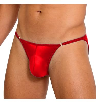 JEATHA Herr G string herr baddräkt crossdresser nattkläder gay trosor trosor trosor slips ouvert wetlook trunks sovrum rolig vinröd en storlek