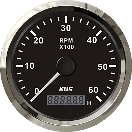 KUS Varvräknare med 6000RPM 85 mm 12V/24V timräknare med bakgrundsbelysning (svart) KUS varvräknare med 6000RPM 85 mm 12V/24V med bakgrundsbelysning (svart)