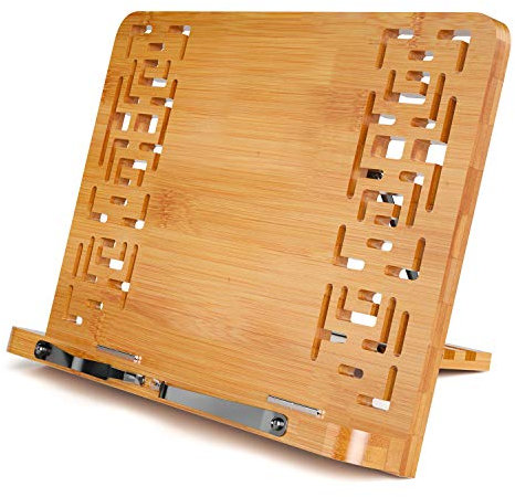 Leggio Libri in Pieghevole bambù Supporto,Taglia Piccola,Regolabile Scaffale per Libri con Modello Elegante Utilizzare per Ricetta, iPad,1 x 7,9 x 1,6 Pollici