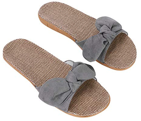 IBLUELOVER Pantoufles Femmes Sandales Plage Été Antidérapantes Chaussons en Lin Chaussures salle de bain Piscine Maison Bureau Mules Nu Pieds Respirant Slipper pas cher extérieure/intérieure