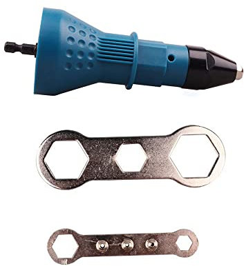 Cordless Drill Electric Rivet Gun Adapter Kit Rivet Nut Drill Adaptor Riveting Tool Insert Nut Hand Tool Power Machine Accessories (Blue)