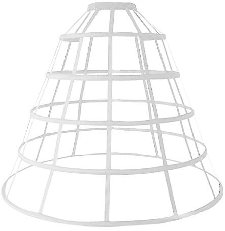 KONIEEJN Womens Hollow Out Caged 5-Hoop Bustle Victorian Petticoat Skirt Wedding Bridal Dress Cosplay Pannier Crinoline Underskirt Slip White