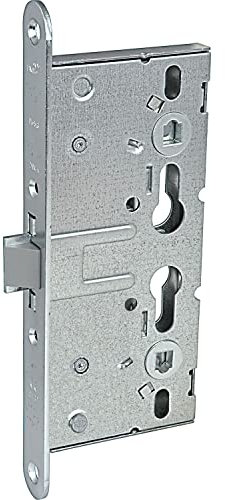 BMH 1758.000009 Fluchttürschloss Türschloss DM65 PZ72 universal, 1-flügelig Stulp 24 mm mit Rosettenlöcher, Edelstahl 1758, Silber