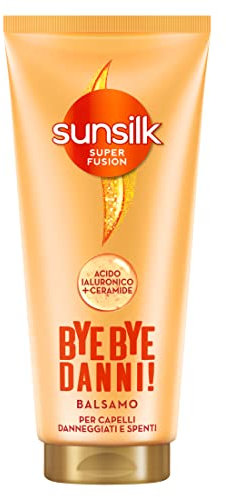 Sunsilk, Balsamo Bye Bye Danni, Balsamo per Capelli Danneggiati e Spenti, Formula Super Fusion con un mix di Acido Ialuronico e Ceramide, Ripara da 7 Tipi di Danni ai Capelli, 180 ml