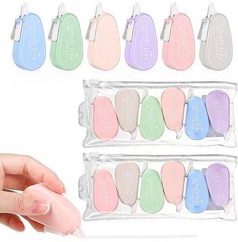 Newofview 12 Stück Korrekturroller Korrekturmaus 5m x 5mm Correction Tape,Mini Korrekturband,Roll Maus für Studenten Kinder, Kawaii Schulsachen Aesthetic
