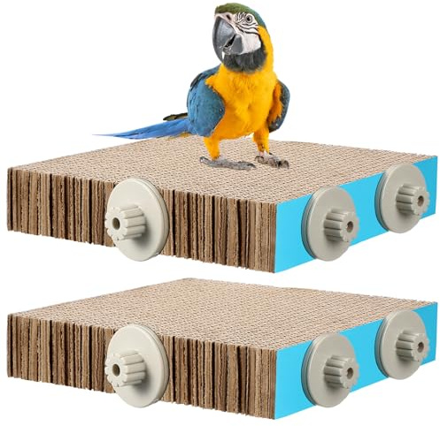 Skyygemm 2 Pieces Parrot Toy Bird Chew Cage Accessories Flat Perch Bird Paw Grinding Stand Parrot Cage Playground for Macaws, Small Parakeets, Conures, Budgies, Finches Conure Cockatiel(Large)