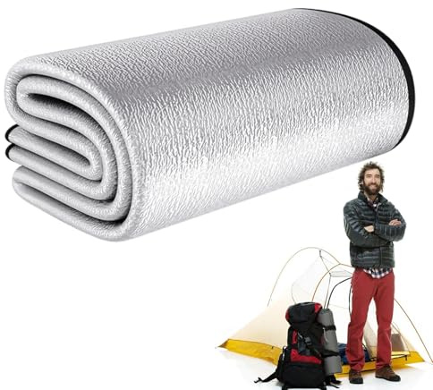 Tappetino da campeggio per tenda – Tappetino doppio lato in foglio di alluminio impermeabile per esterni con manico | Stuoia in lamina isolante tappetino Picnic tappetino Camp