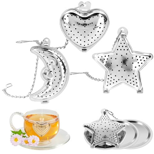 3 Stück Teesieb für Losen Tee, Teeei Lustig Edelstahl, Loser Tee-Ei mit Verlängerter Kette, Teefilter für Losen Tee, für Alle Teesorten Schwarztee Saft