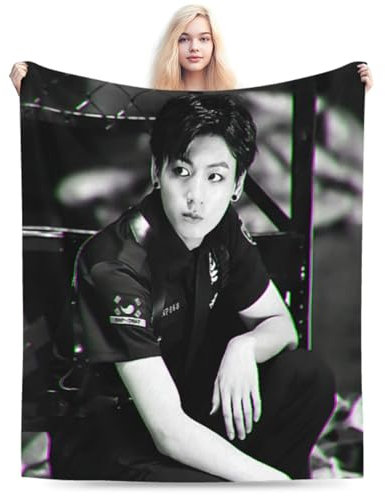 MGDDB Jungkook Jeon Jung Kook Weiche und bequeme warme Fleece-Überwurfdecken, Yoga-Decken, Stranddecke, Picknickdecke, Geschenk für Schlafsaal, Büro, Dekoration, Sofa, Bett, Camping, Reisen, alle