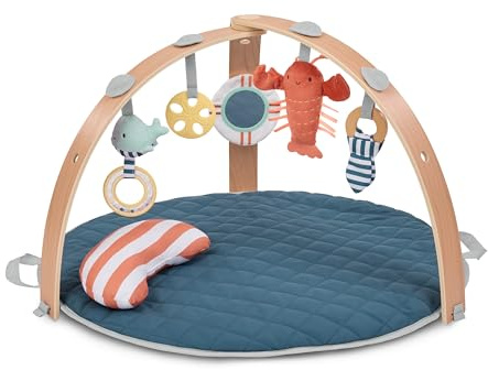 Ingenuity Cozy Spot Palestrina Neonato, palestra gioco e tappeto imbottito reversibile per bebè con arco in legno – Harbor Haven, extra morbido, dalla nascita