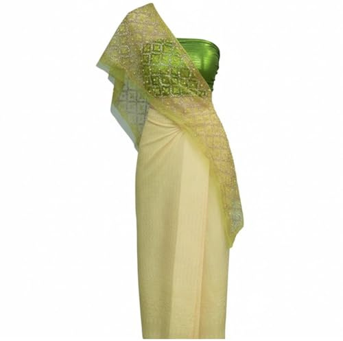 Vobumix Ensemble Jupe Traditionnelle Thaïlandaise (1 Pièce), Vêtement D'été Traditionnel Thaïlandais Élégant, Costume De Danse Ethnique pour Femme