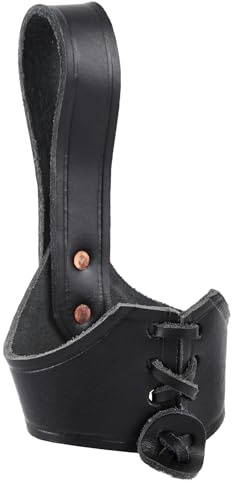 Battle-Merchant Leather Horn Holder Cowhide Belt Holster with Lacing Viking LARP Reenactment Black, Large – fits horns approx. 14–20 fl oz