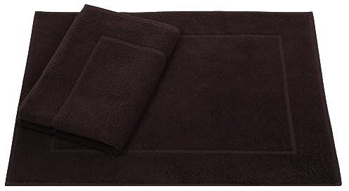 Betz Badvorleger Premium 2 Stück 50×70 cm – Badematte aus 100% Baumwolle (ca. 650 g/m²), saugstark & pflegeleicht, waschbar bis 60 °C, trocknergeeignet – beidseitig nutzbar Farbe Dunkelbraun