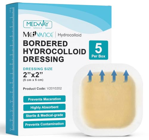 MedVance Hydrocolloid – Självhäftande Hydrocolloidförband med Kant, 5 cm x 5 cm, Förpackning med 5 Förband