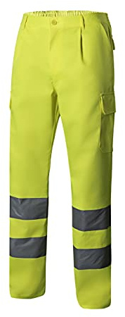 VELILLA 303006; Pantalón Multibolsillos de Alta Visibilidad; Color Amarillo flúor; Talla S