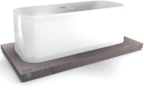 BERNSTEIN® Freistehende Badewanne RIVA 2.0, Wanne aus Sanitäracryl - 170 x 70 x 60 cm, Acrylwanne in Weiß glänzend, Ohne Standarmatur