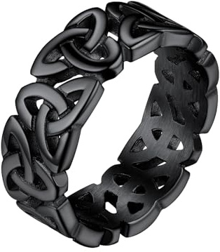Richsteel Men's Rings, Stainless Steel Irish Knot Thumb Ring Size S, Black