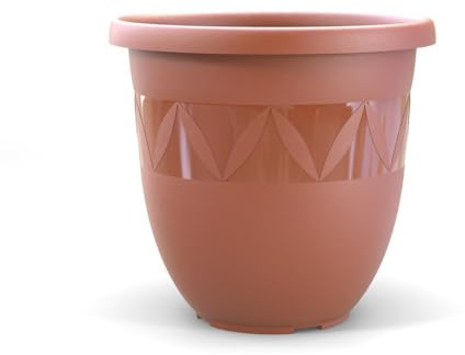 Plastard Blumentopf Ø 47 cm Durchmesser Terrakotta grosser Pflanzkübel für Innen und Außen Übertopf Untertopf Blumenkübel aus Kunststoff für Garten Balkon Terrasse Pflanzentopf