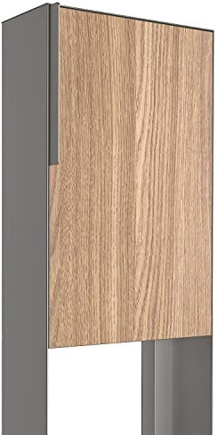 Brevlåda, design stående brevlåda Faro grå metallisk med trädekor front – Bravios