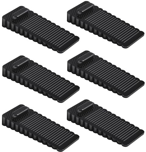 Vinabo Cale Porte PVC 6 Pièces, Bloque Porte Sol Réglable en Hauteur et Empilée, Arrêts de Portes pour Portes et Sols de Divers Matériaux - Noir