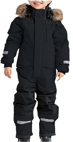 Générique Combinaison De Neige Enfants Garçons Fille Combinaison De Ski Thermique Hiver Combinaison De Neige Chaude Waterproof Coupe-Vent avec Capuche Combinaison Softshell D’Extérieur Multisports