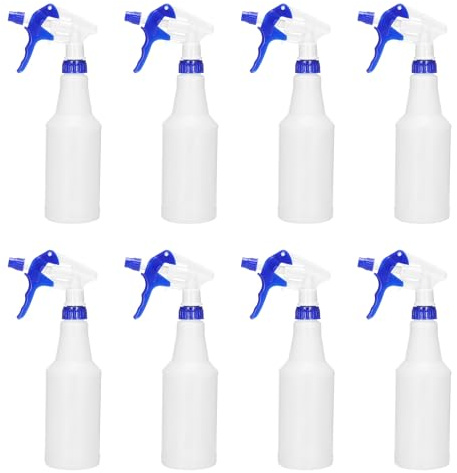 PATIKIL 500ml/16oz Plastic Spray Bottles, 8pcs Adjustable Nozzle Leak Proof Empty Water Mist Stream Sprayer for Cleaning Solutions Plants Hair, Blue