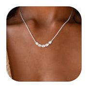 Chriscoco Perlenkette Damen Silber Perlen Halskette Damen 14K Vergoldete Perlen Kette Perlen Choker Kette Goldkette Halskette mit Süßwasserperlen Perlen Geschenke Schmuck