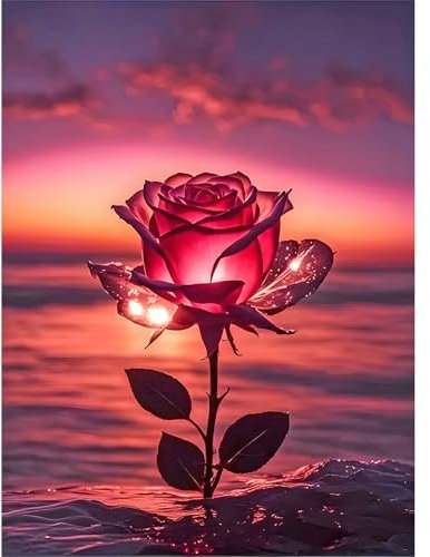 DPIDEA Rose Diamond Painting für Erwachsene, 5D Diamant Painting Bilder DIY Diamant Malerei Rose Runde Steine für Zuhause Dekor 30x40 cm