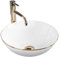 Rea Aufsatzwaschbecken Stella White Gold Edge Waschtisch Handwaschbecken Bad Waschschale Waschbecken für Badezimmer 360 x 360 x 150 mm Keramik (Weiß)