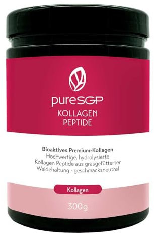 pureSGP® Kollagen [300g]: Reinstes Kollagen in Apothekenqualität - Bioaktive Premium-Peptide aus hochwertigem Kollagenhydrolysat. Mit Vitamin C & Biotin - Geschmacksneutral - Gute Löslichkeit