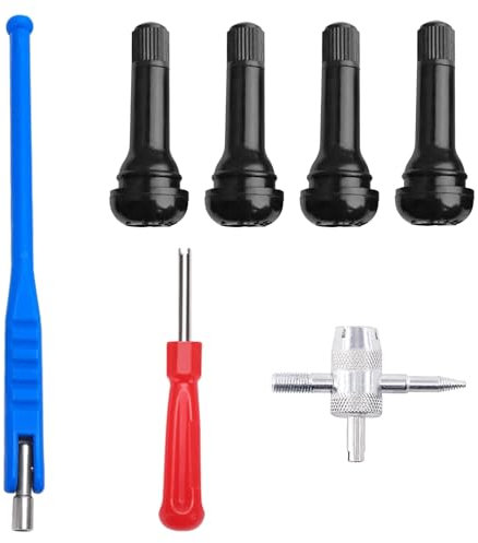 Gudalea 7 Pezzi Set di Attrezzi per Valvole Pneumatici, Strumento di Riparazione per Pneumatici, Smontavalvole, Chiave per valvola, TR414 Valvola della Gomma, für Auto, Motorrad