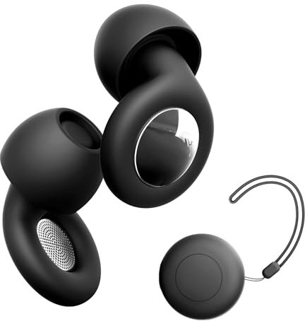 Biulely Ear Plugs for Sleep, Noise Cancelling Earplugs for Sleeping, Soft Reusable Silicone Hearing Protection for Sleeping, Snoring, Concerts, Travel, Work, 4 Ear Tips in XS/S/M/L - Black