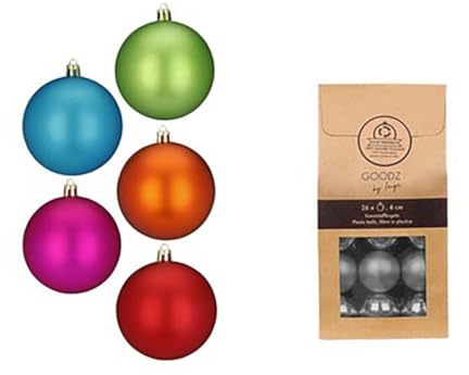 Inge-glas Weihnachtskugeln MilleFiori | Ø 4 cm | 26 Stück | Kunststoff bruchsicher | Bunte Mini-Kugeln im Millefiori-Stil | Christbaumkugeln Set