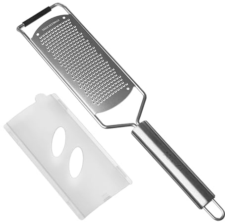 Professional Zester Grater Fine for Hard Cheese, Citrus Fruits, Garlic, Chili, Cinnamon and Nutmeg, Kitchen Grater with Razor-Sharp Stainless Steel Blade (Fine)