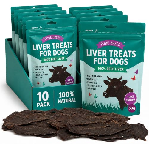 Pure Breed 10pk Beef Liver Treats For Dogs - Natural Dog Treats 500g