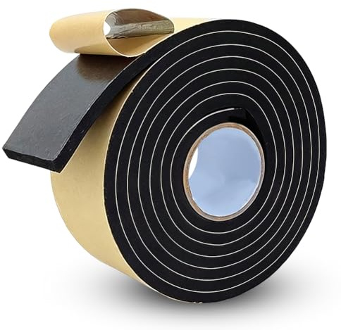 Bande d'étanchéité autocollante en caoutchouc mousse - Pour joint de fenêtre et porte - En mousse EVA - Pour isolation phonique, anti-vibration, protection des meubles - 50 mm x 6 mm x 6 m
