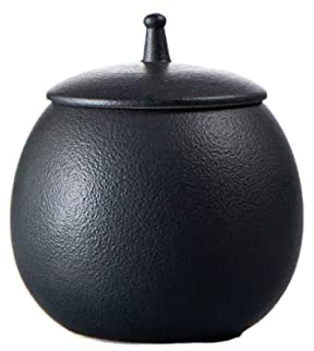 Köksbehållare Mini portabel teburk i porslin for löst te, matt keramisk med förseglat lock, 210 ML(Svart)
