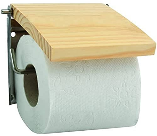 MSV 140394 Toilettenpapierrollenhalter, Bambus/Edelstahl, 13 x 15 x 1,5 cm