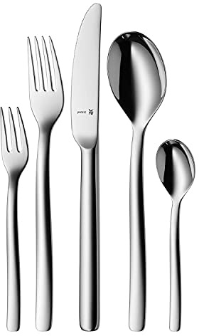 WMF ATIC Plus Edelstahl Besteck Set 6 Personen, Essbesteck Set 30 teilig, Hohlheftmesser, Cromargan Protect poliert, kratzbeständig, spülmaschinenfest