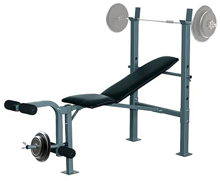 HOMCOM Banc de musculation Fitness banc d'haltérophilie entrainement complet dossier réglable curler