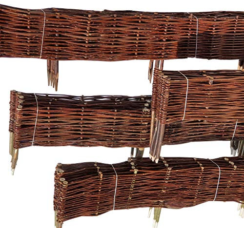 Beeteinfassung Weide 20 cm x 120 cm 10er Set -Weiden Steckzaun als Beetumrandung oder Gartenabgrenzung