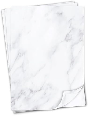 younikat Brevpapper Marmor A4 50 Ark 90 g/m² - dv400 | Vit grått papper för födelsedag certifikat menyer brev utskrift