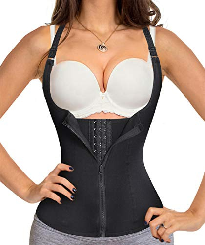 CHUMIAN Donna Corsetto Vita Dimagrante Body Modellante Cintura Intimo Shaper Training Vestiti Shapewear Contenitivo Snellente (Nero, Large)