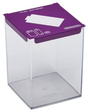 Collecteur de piles Pileo - 2l - corps transparent / couvercle violet sécurité - RAL 4008