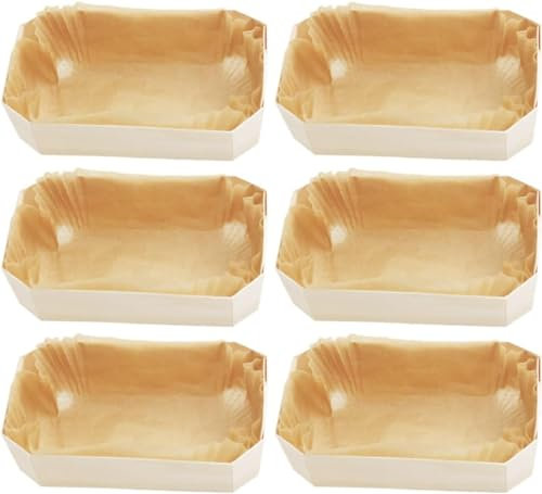 HEMOTON Oven Tray Oven Tray Tool Trays Poplar Wood Paper Loaf Pan: Paper Baking Loaf Mold Recyclable Providing Beautiful Display for Baked Goods Loaf Toast Mold 6 Pcs Dessert Trays Cheesecake