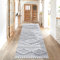 payé Teppich Läufer - Hochflor - Boho - Pastellgrau Creme - 80x300cm - Einfarbig - Modern Raute Muster - Skandinavisch Flauschig Weich - Wohnteppich Schlafzimmer Dekoration