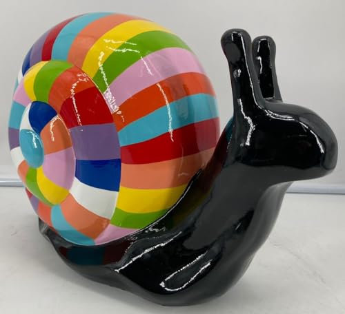 Casa Padrino Luxus XXL Gartenskulptur Schnecke Mehrfarbig/Schwarz 51 x 25 x H. 35 cm - Wetterbeständige Garten & Terrassen XXL Deko Figur - Garten & Terrassen Deko Accessoires Skulptur